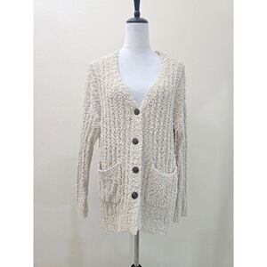 Miraele Fleece Cozy Cardigan Button Down V Neck Vintage Grandma Core Size S/M